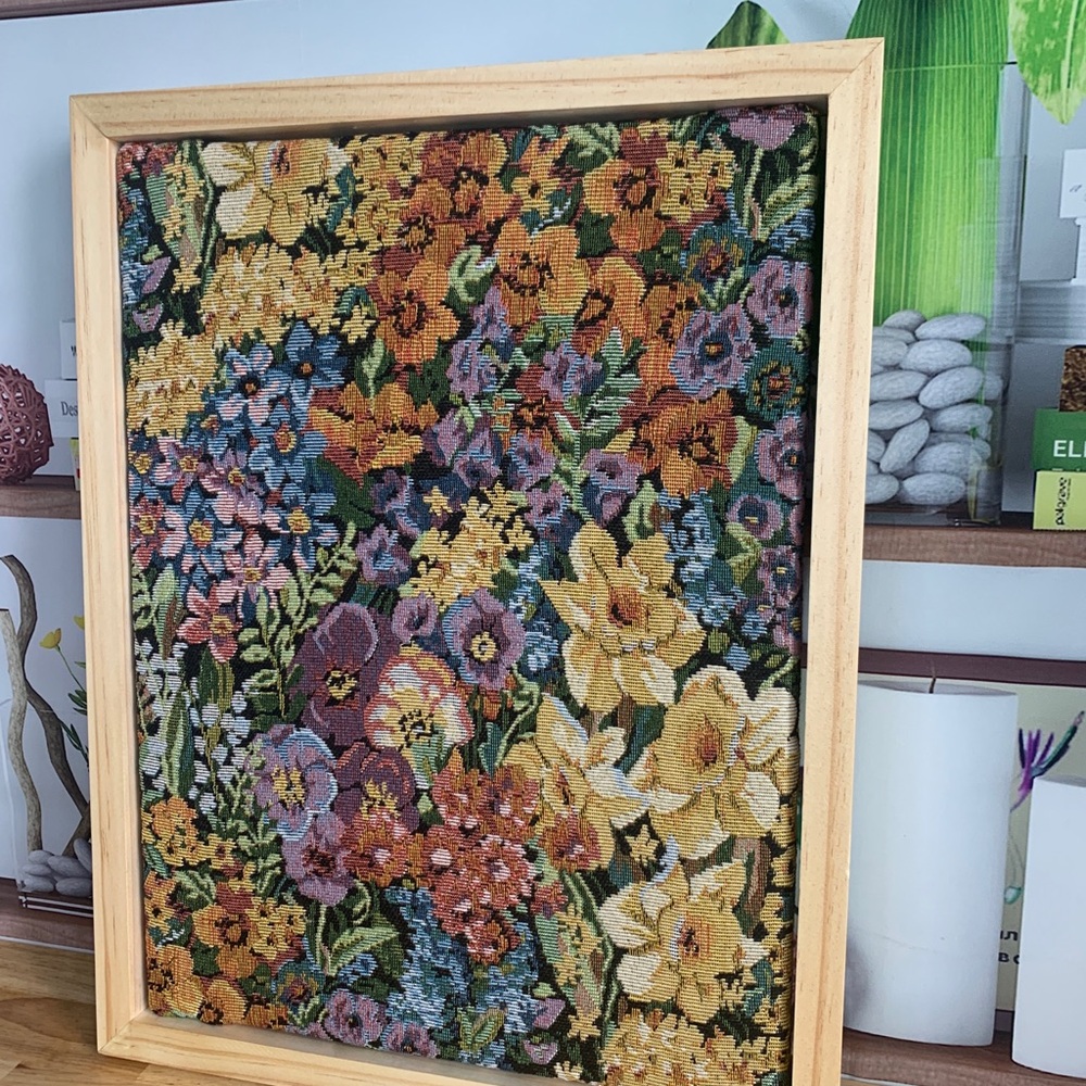 Garden Reverie Floral Tapestry Art | Handmade Wood Floater Frame 14x18 - Picture 10 of 10